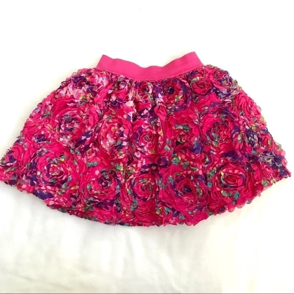 The Children's Place Pink 3D Floral Layered Skirt Girls Size Small Dressy